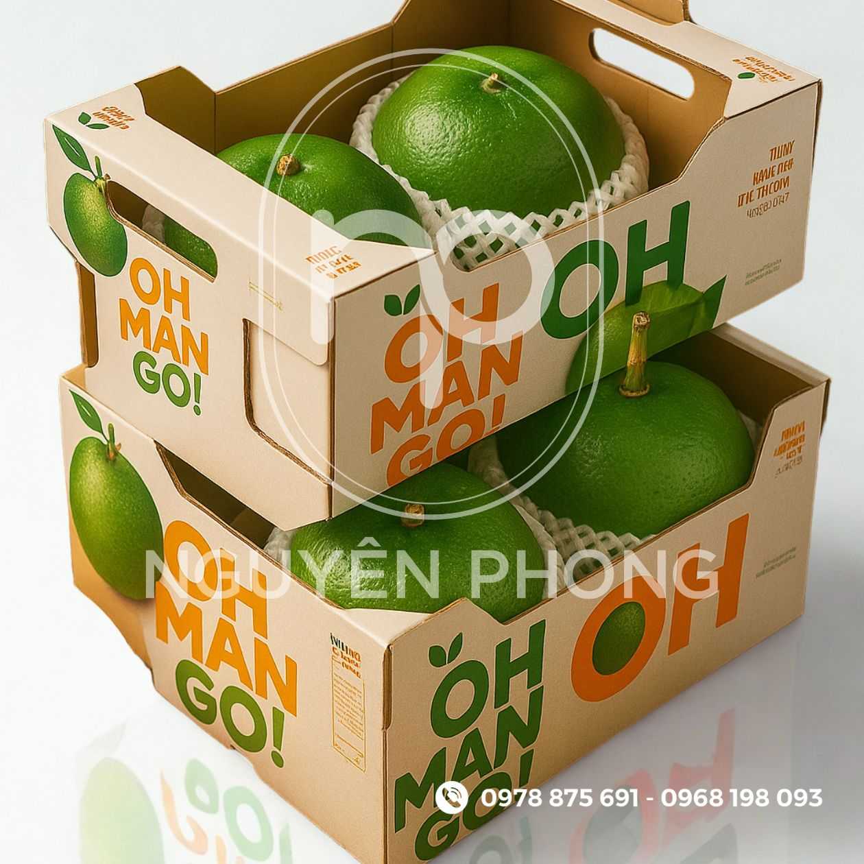 Mẫu in thùng carton đựng bưởi da xanh